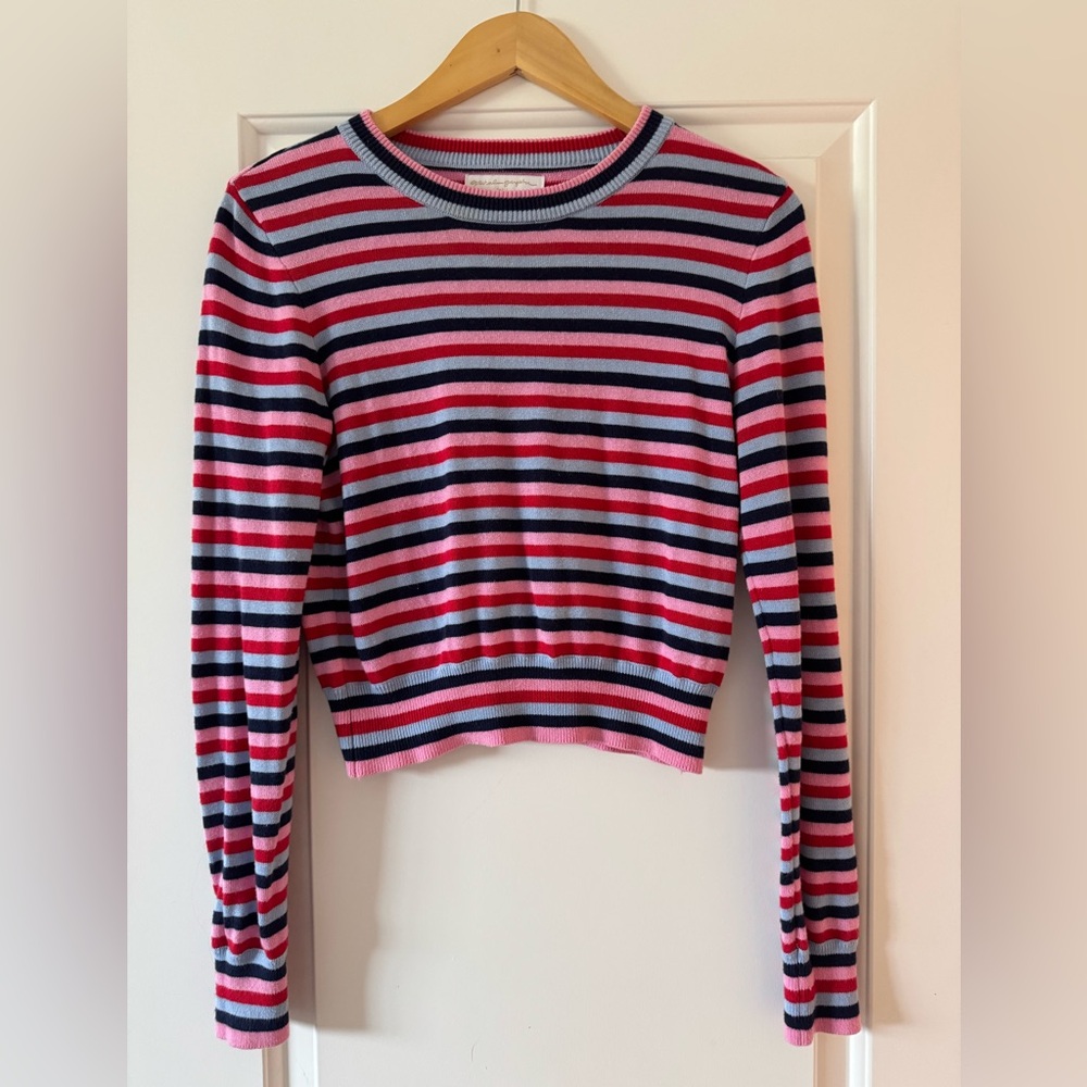 Spiritual Gangster Striped Long Sleeve Crop Top- size small